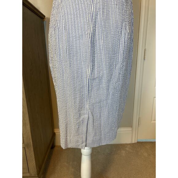 J. Crew | (NWT) 100% Cotton Pinstriped One Shoulder Classic Sheath Dress | 12 - Picture 14 of 15